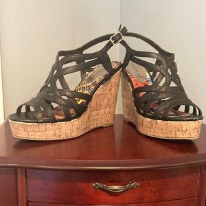 Madden Girl Black Wedge Sandals